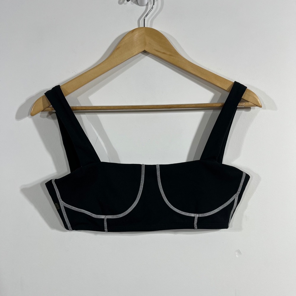 WeWoreWhat Sporty Tennis‎ Contrast Stitch Bustier Crop Top Bra Womens Medium